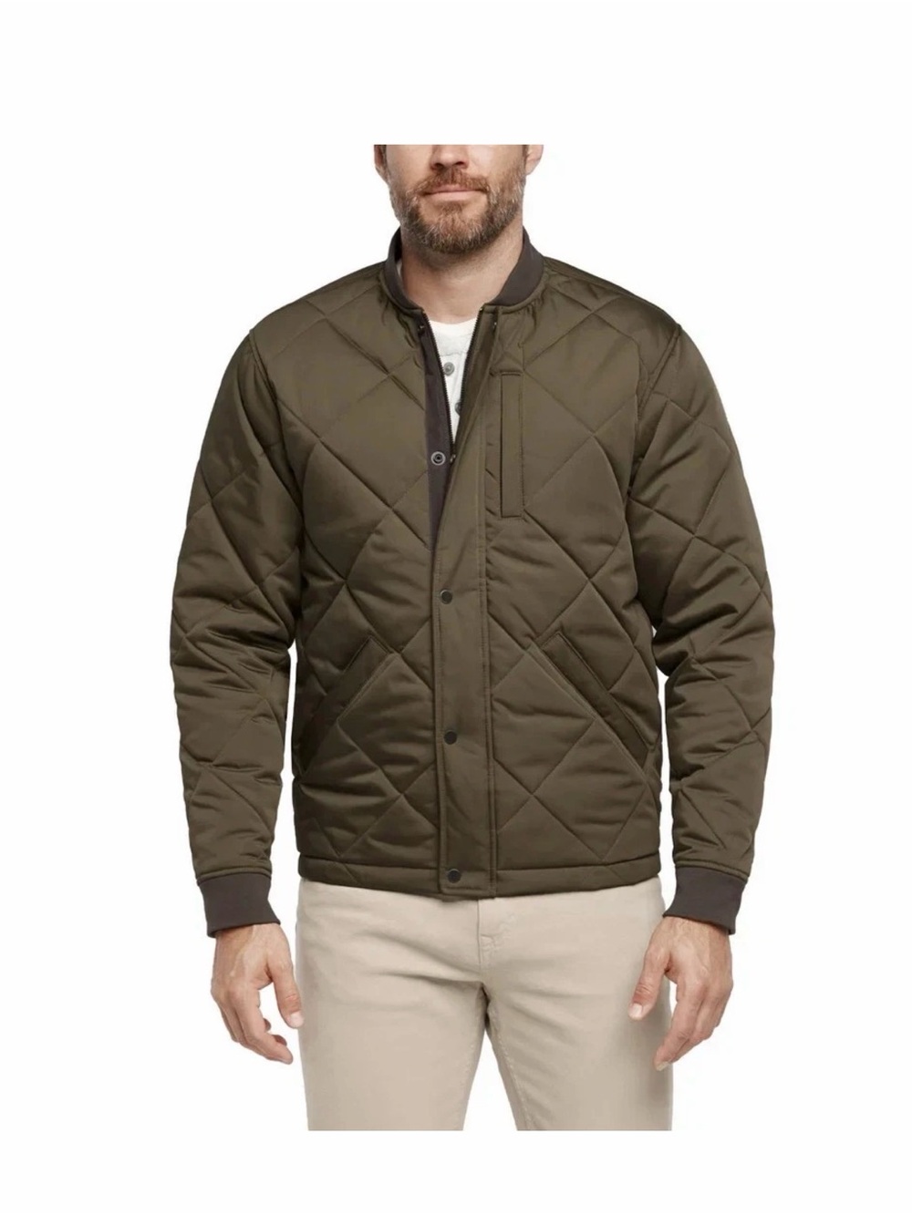 Banana Republic Men's Quilted Bomber Jacket, Green, Size XL